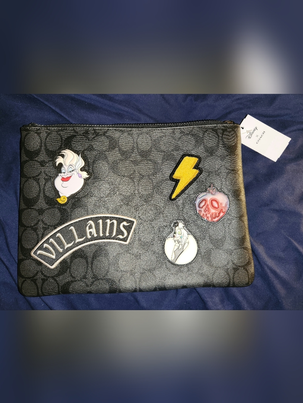 Coach Disney Villains Black Signature Pouch with Patches